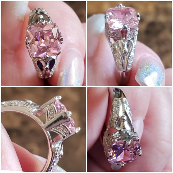 Genuine 3ct Pink & White Sapphire Ring Size 6 - Picture 4 of 8